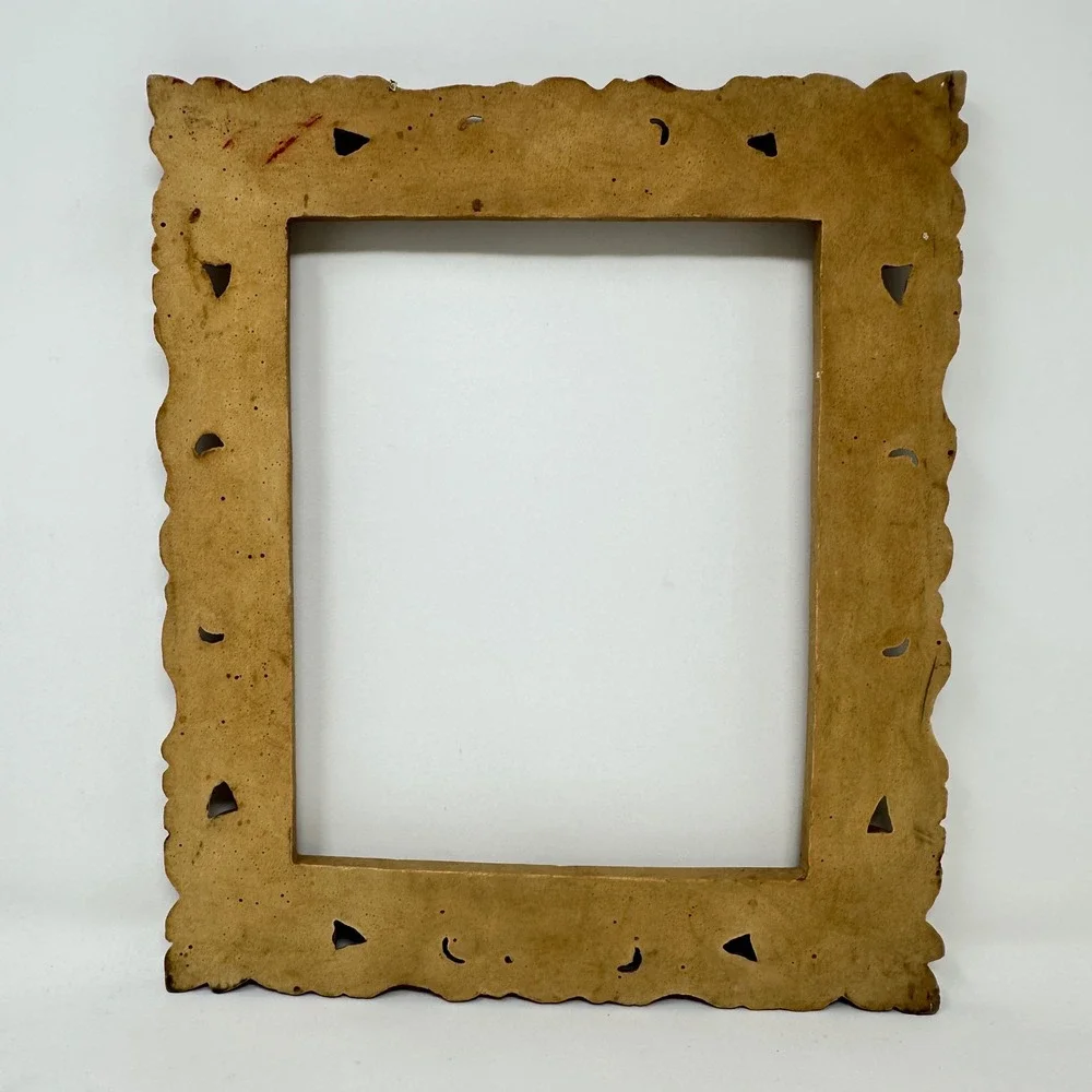 Vintage Ornate Baroque Style Scrollwork Picture Frame Brown Resin 10.5x12.5